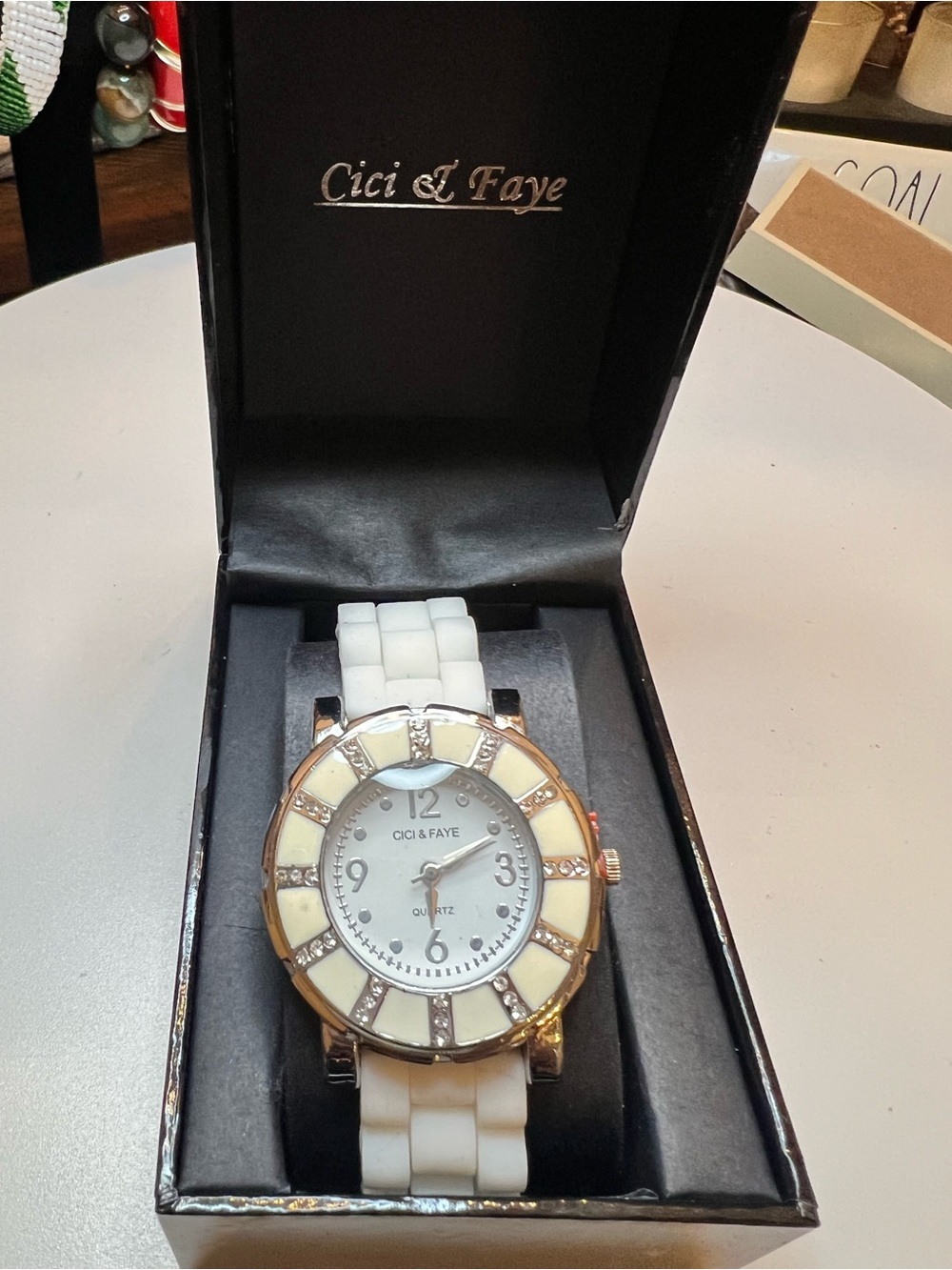 White Crystal Accent Women's Fashion Watch